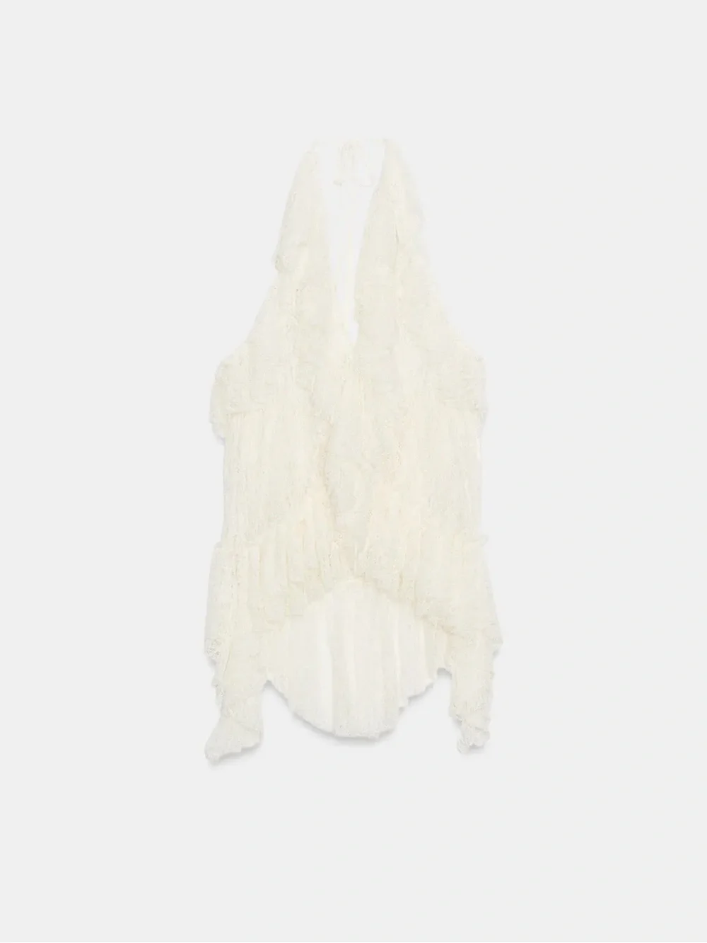Zara RUFFLED LACE TOP - Picture 4 of 7